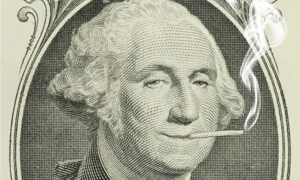 George Washington en train de planer sur un billet d